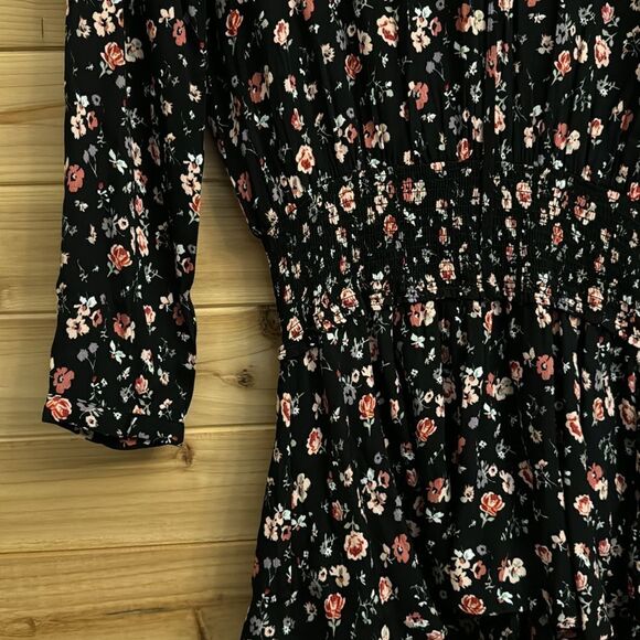 Rails Size XSmall Floral Smocked Waistline Romee Long Sleeve Mini Dress - Picture 5 of 11